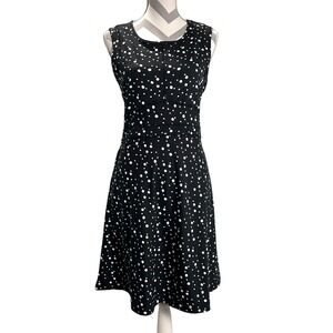 Title Nine Black White Polka Dot Sleeveless A-Line Knee Length Dress Size L